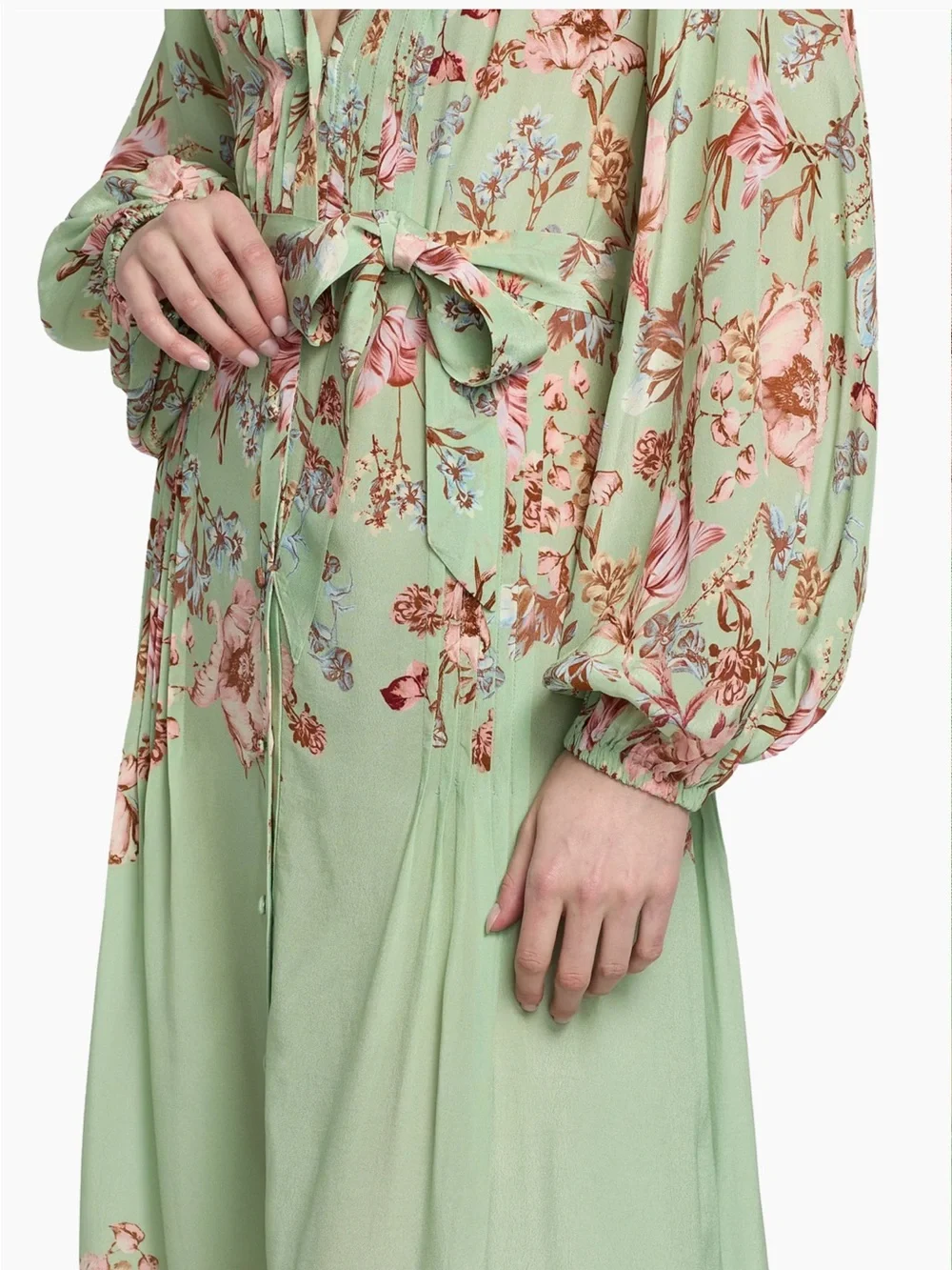 NWT Hemant and Nandita Ezra floral pin-tuck Maxi Dress Sz M - Picture 5 of 7